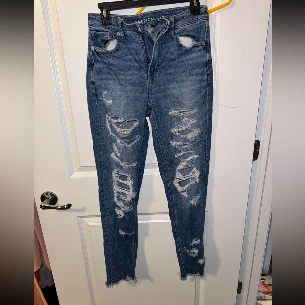 American Eagle Outfitters Women's Ripped Blue Skinny Jeans